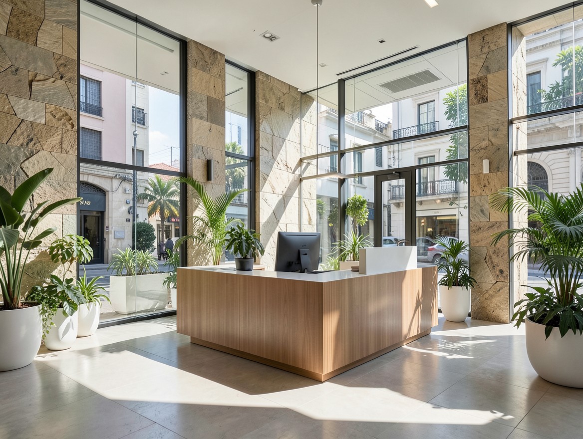Recepción luminosa de una oficina moderna